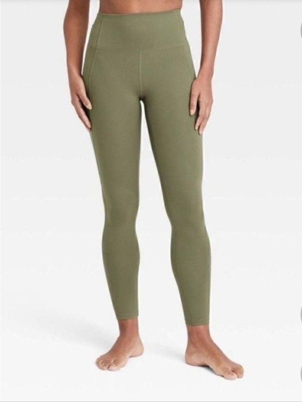 All In Motion Dynamic Flex Light Olive Green High-Waist Leggings W/ Pockets